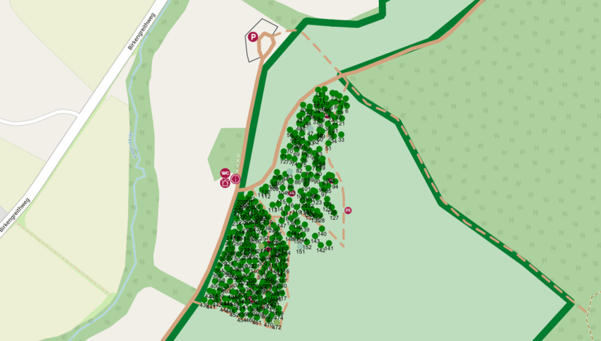 Übersichtskarte des neuen FriedWald-Standorts Hügelland in Österreich